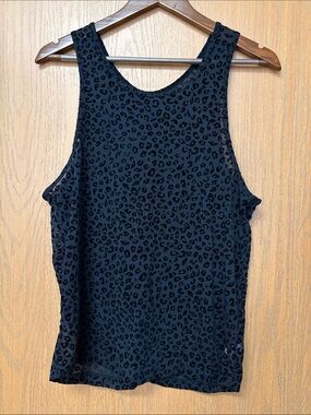 Black Leopard-Print Sleeveless Tank Top - Women's